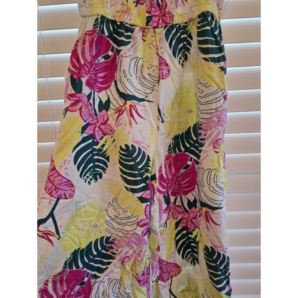 Nicole Miller Romper Jumpsuit Multicolor Tropical Palm Floral Linen Blend Medium - Picture 5 of 11